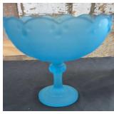 Indiana Glass Blue Satin Mist Garland Fruit Bowl