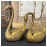 Mid Century Brass Swan Planter Pots