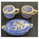 Japanese Salt & Pepper Shakers, Blue Trinket Box