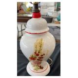 VTG Ginger Jar Lamp, Leaf Lamp with Shade