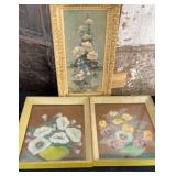 VTG Chalk/Pencil ? Flower Pictures, Large Floral