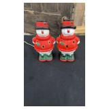 2 Ceramic Lighted Snowmen 5x11