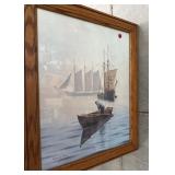 VTG Sailboat Fishing signed ? By Frederick Fields
