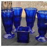 Vintage Cobalt Blue Parfait Glasses