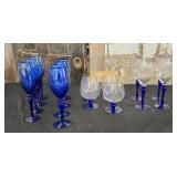 Cobalt Blue Etched Stemware