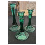 Indiana Glass Green Candle Holders
