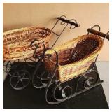Wicker & Metal Doll Buggy and Sleigh