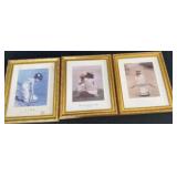 3 Matching Gold Tone Frames of Prints