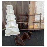 Mahogany Mid-Century Hanging 3 Tiered Shelves