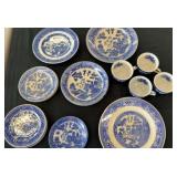Blue Willow Japan Plates, Cups, Bowls and Dessert