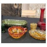 Assortment of Colored Glass Dishes