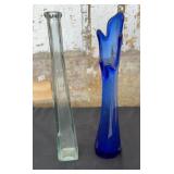 Mid Century Cobalt Blue Swung 5 Finger Vase