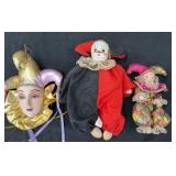 Mardi Gras Harlequin Jester Clowns and Face