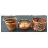 Small Copper Planters and Acorn Copper Basket