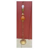Early American Brass Amber Globe Floor Lamp