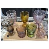 Pink Footed Water Goblet(8), Pink Tumblers (8)