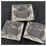 Set of 3 Clear 4 Slot Square Ashtrays Anchor