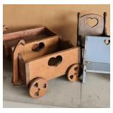 Vtg Wooden Doll Wagons & More