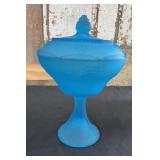 Indiana Glass Blue Satin Candy Dish