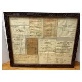 Framed Local Receipts from Late 1800s to 1960s