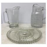 Glass Beer & Tea Pitchers, Divided Glass tray