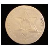 1857 silver Trime three cent piece
