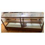 Antique Oak Glass Store Display Counter
