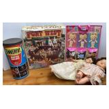 Tinker toys, Fort West, paper Dolls & Dolls
