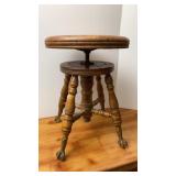 Antique Ball & Claw Organ Stool