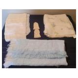3 Vintage Baby Blankets & 1 Mitten