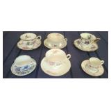 Assortment of 6 Vintage Teacups & Saucers