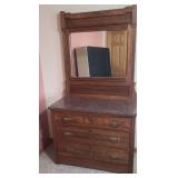 Antique (?) Dresser with Mirror & Marble Top