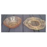 Vintage Pink Depression Glass Bowl & Platter