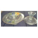 Glass Pedestal Cake Stand & Footed Bowl