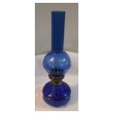 Vintage Cobalt Blue Glass Oil Lamp