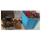 Tub of Artificial Flowers and Decor