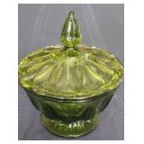 Vintage Green Indiana Glass (?) Footed Candy Dish