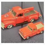 2 Red Die-cast Pick-up Trucks