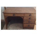Vintage Wooden 5 Drawer Locking Desk
