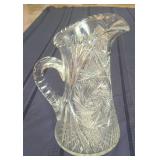 Antique American Brilliant (?) Glass Pitcher