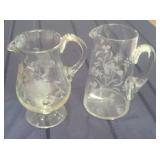 2 Crystal Pitchers, likely Fifth Avenue Crystal