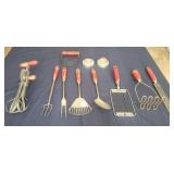 Vintage Red-handle Kitchen Utensils (11)