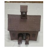 Vintage Heavy Cast Iron Stock Barn w/ Cow & Horse