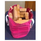 Bag Full of Vintage Wooden Blocks