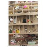 Fishing Tackle Box, Lures, Knife, Tools