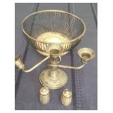 Vintage Wire Basket, Candelabra, Salt/Pepper