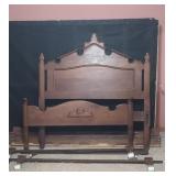 Vingage Full Size Wood Headboard, Footboard, Frame