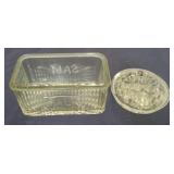 Vintage Glass Salt Cellar and Glass Flower Frog