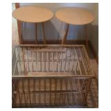 Turkey Crate Coffee Table & 2 Round End Tables