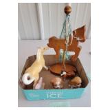 horses, dogs, wood & glass figures